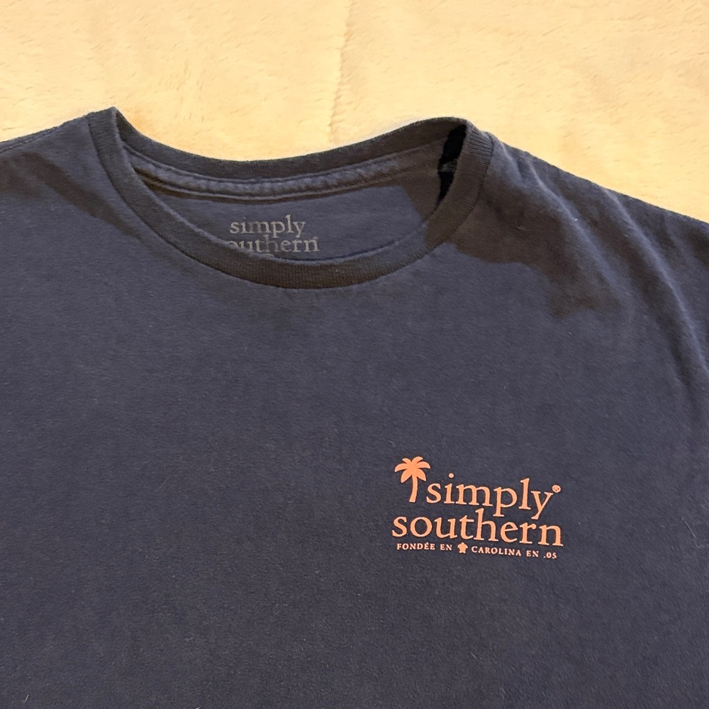 Simply Southern Navy Tee with Pink Logo medium